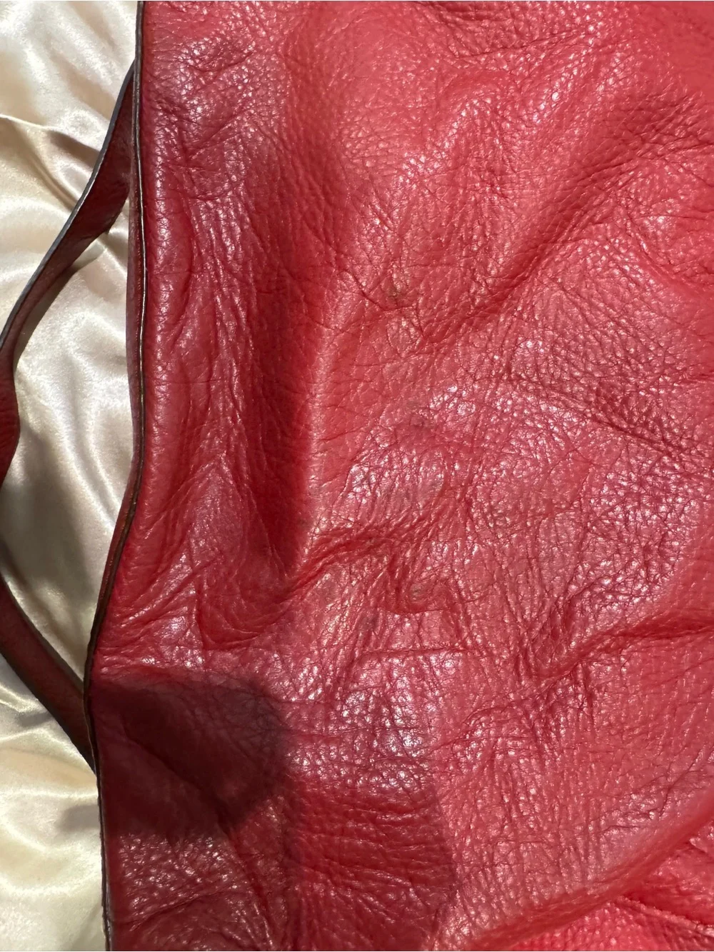 Michael Kors Hamilton Red Pebbled Leather Tote Satchel with Gold Plate